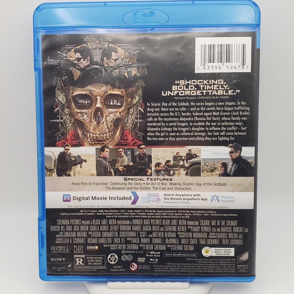 Sicario Day of the Soldado Blu-ray DVD Benicio Del Toro Josh Brolin Sony - Picture 2 of 4